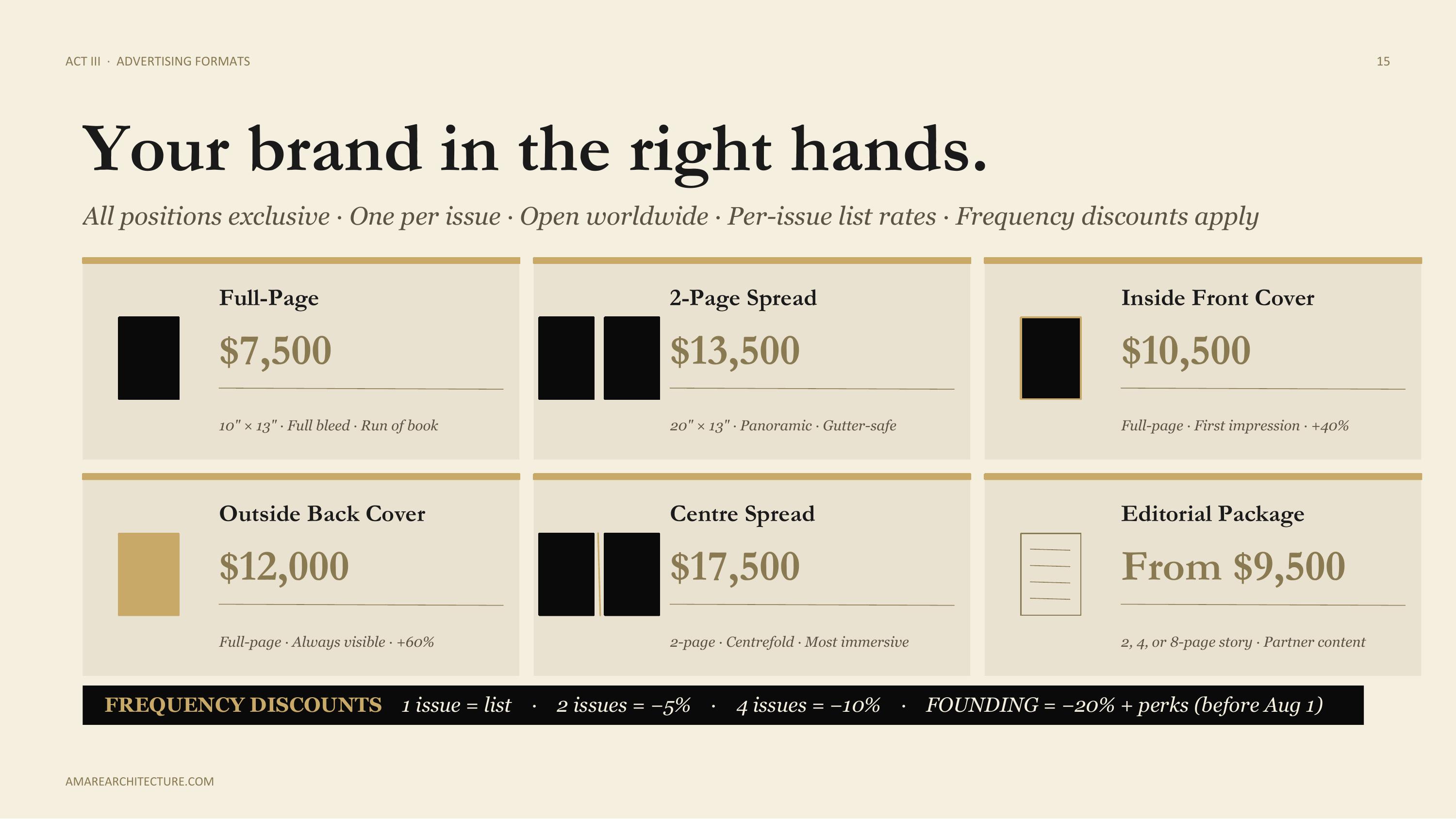 Amaré Architecture — Act III · Advertising Formats